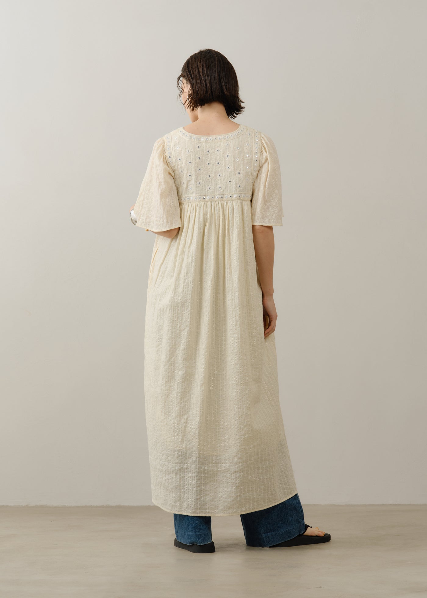 Cotton Jacquard Mirror Embroidery Dress | Pasand by ne Quittez pas