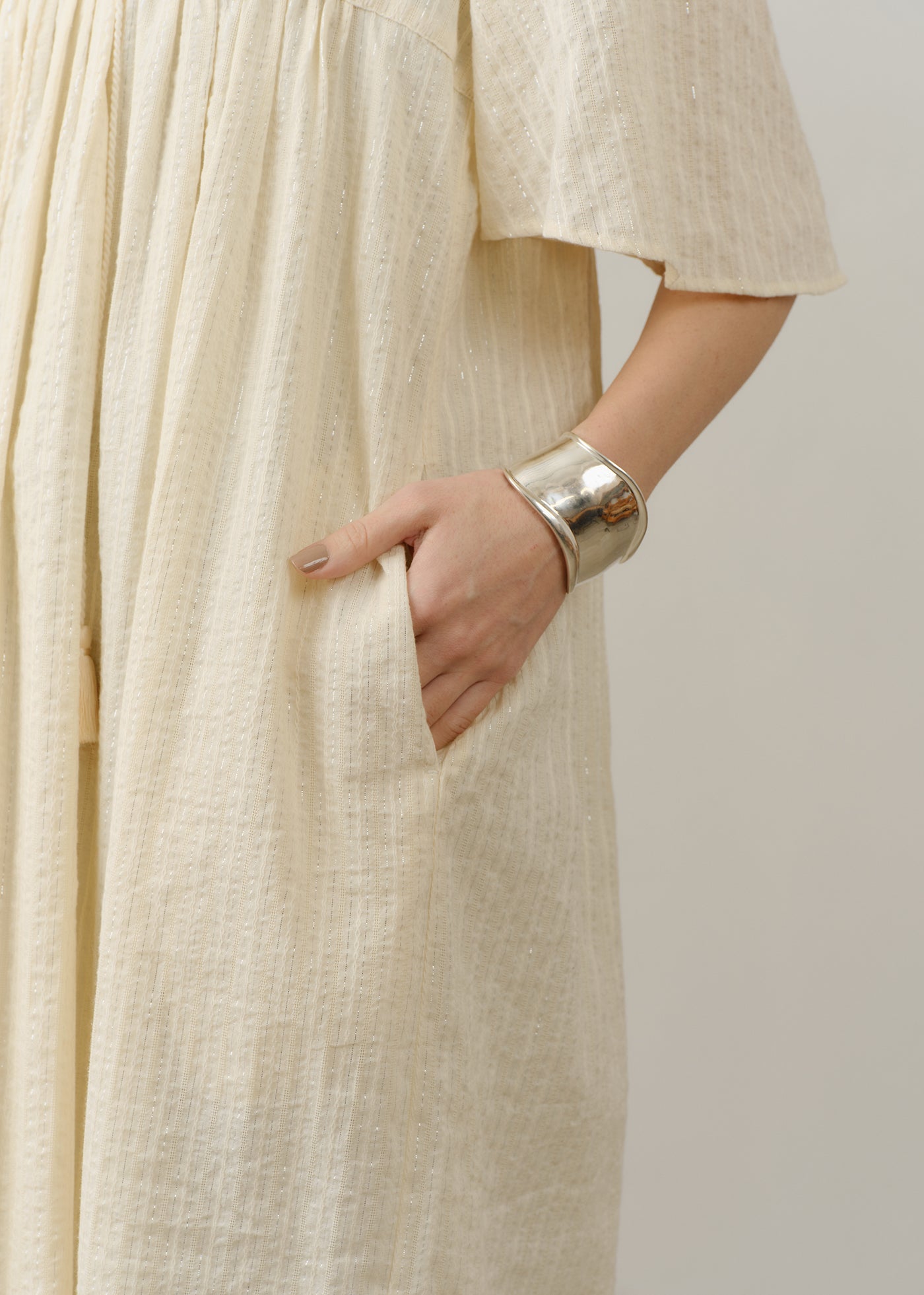 Cotton Jacquard Mirror Embroidery Dress