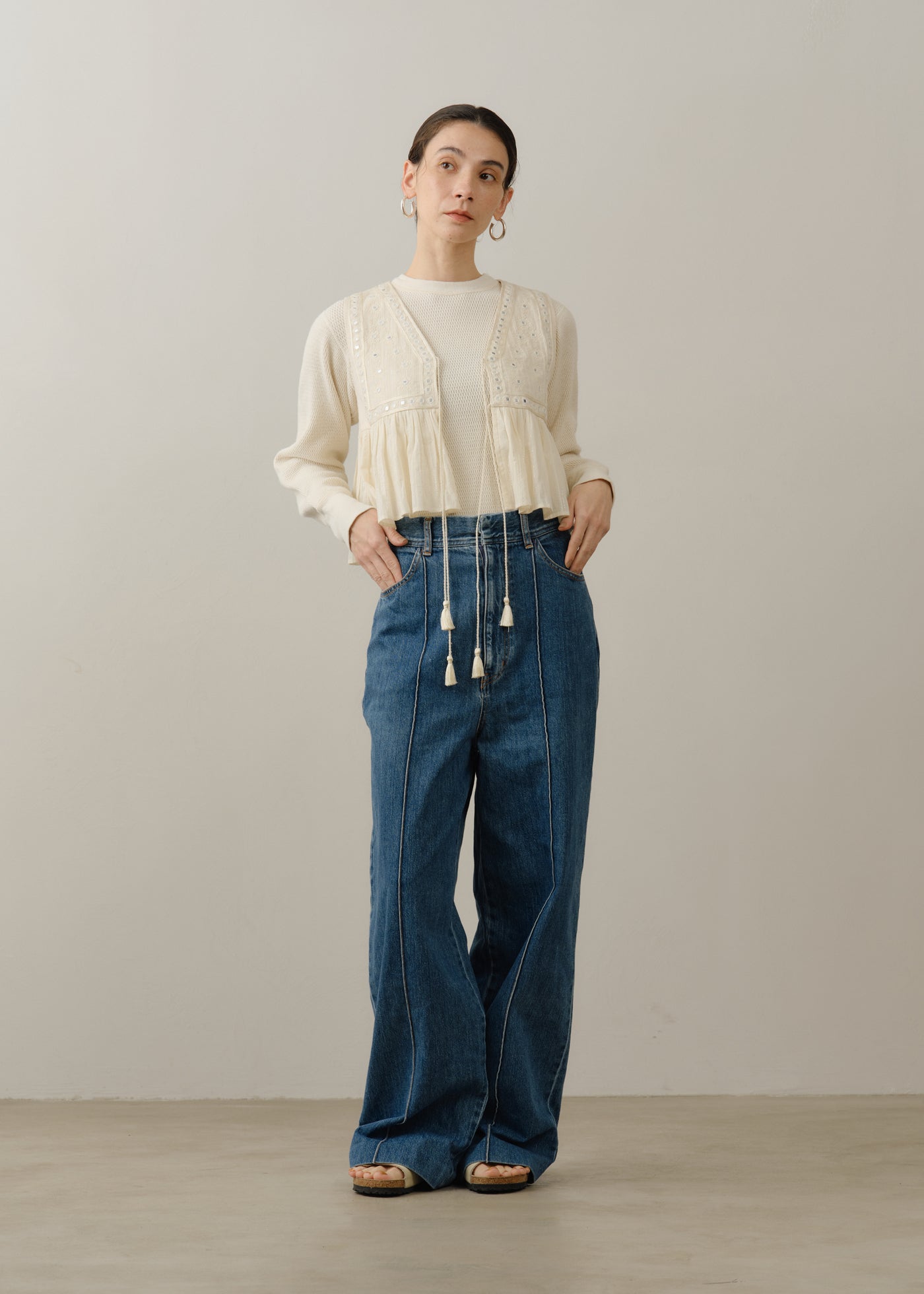 Cotton Jacquard Mirror Embroidery Top | Pasand by ne Quittez pas