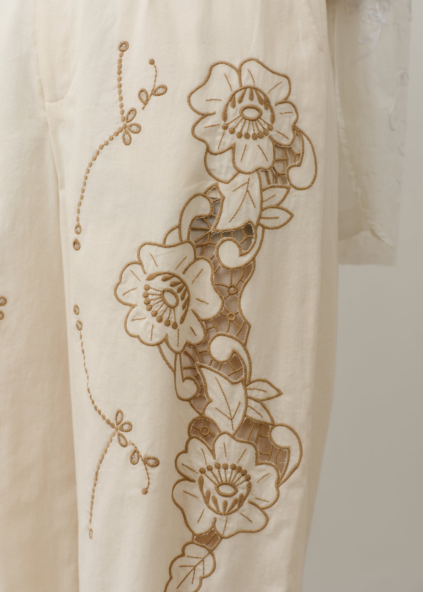 Cotton Twill Cut Work Wide Pants | Pasand by ne Quittez pas