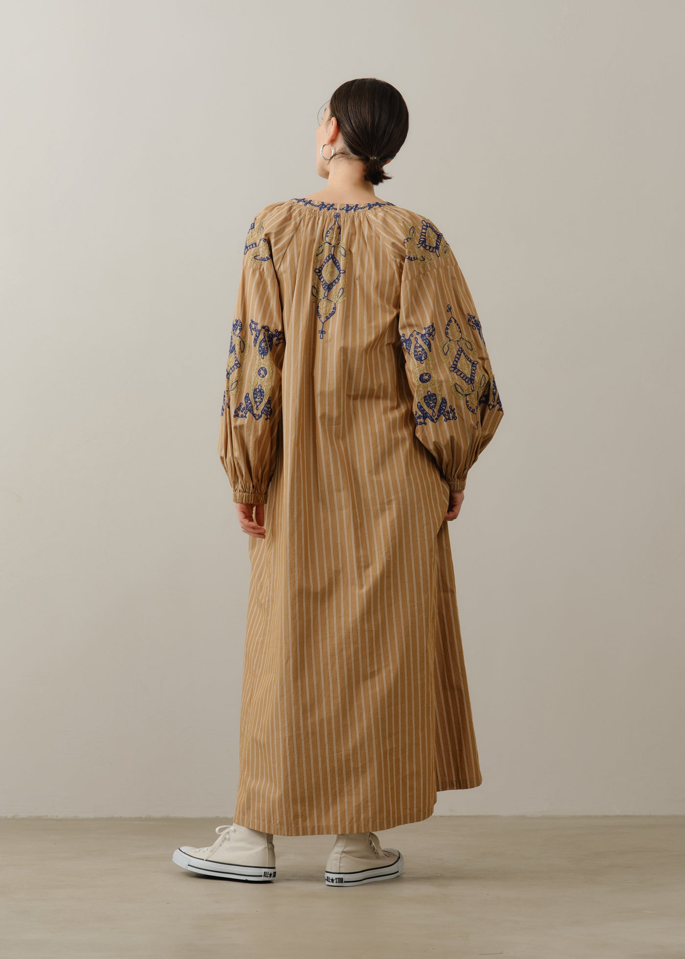 Cotton Aari Embroidery Stripe Dress | Pasand by ne Quittez pas