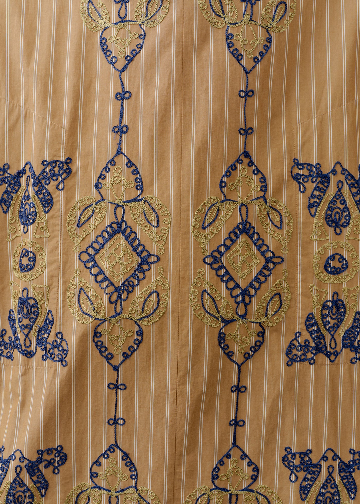 Cotton Aari Embroidery Stripe Shirt