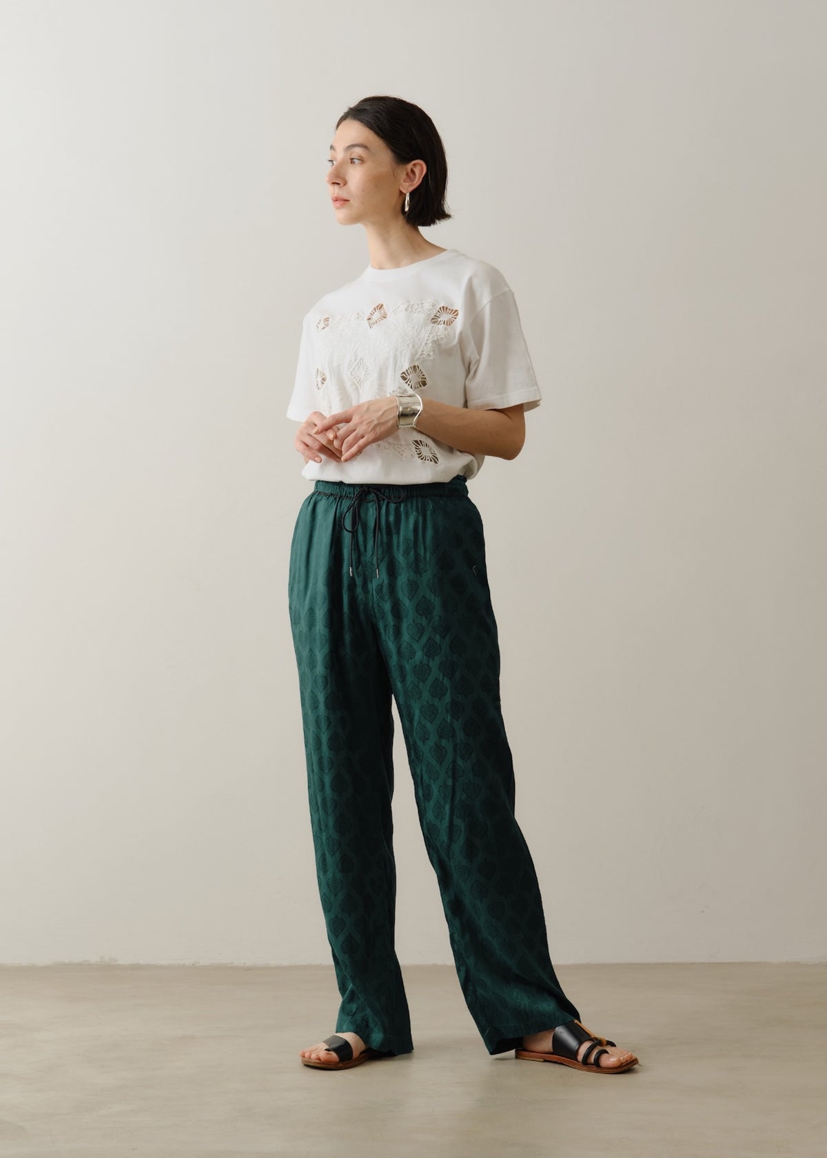 Rayon Jacquard Relax Pants