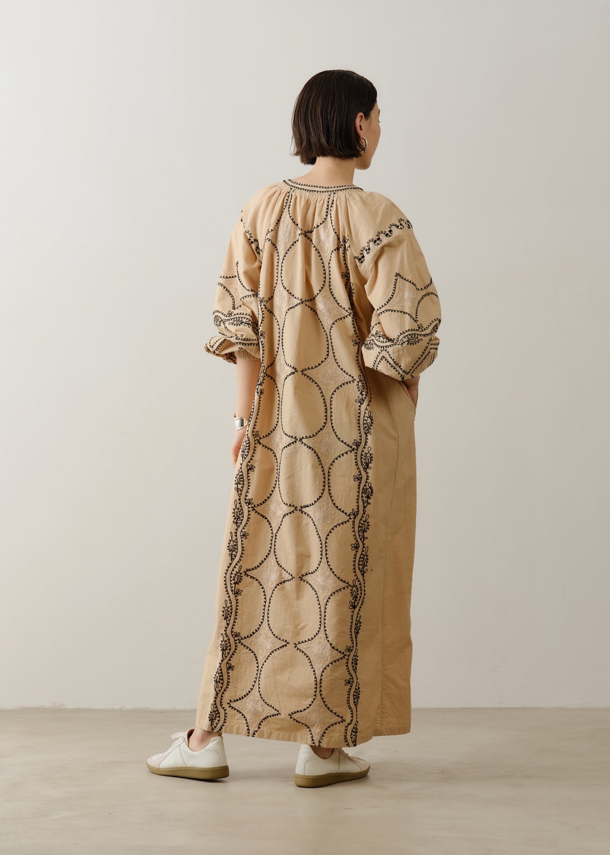 Cotton Linen Diamond Aari Embroidery Dress