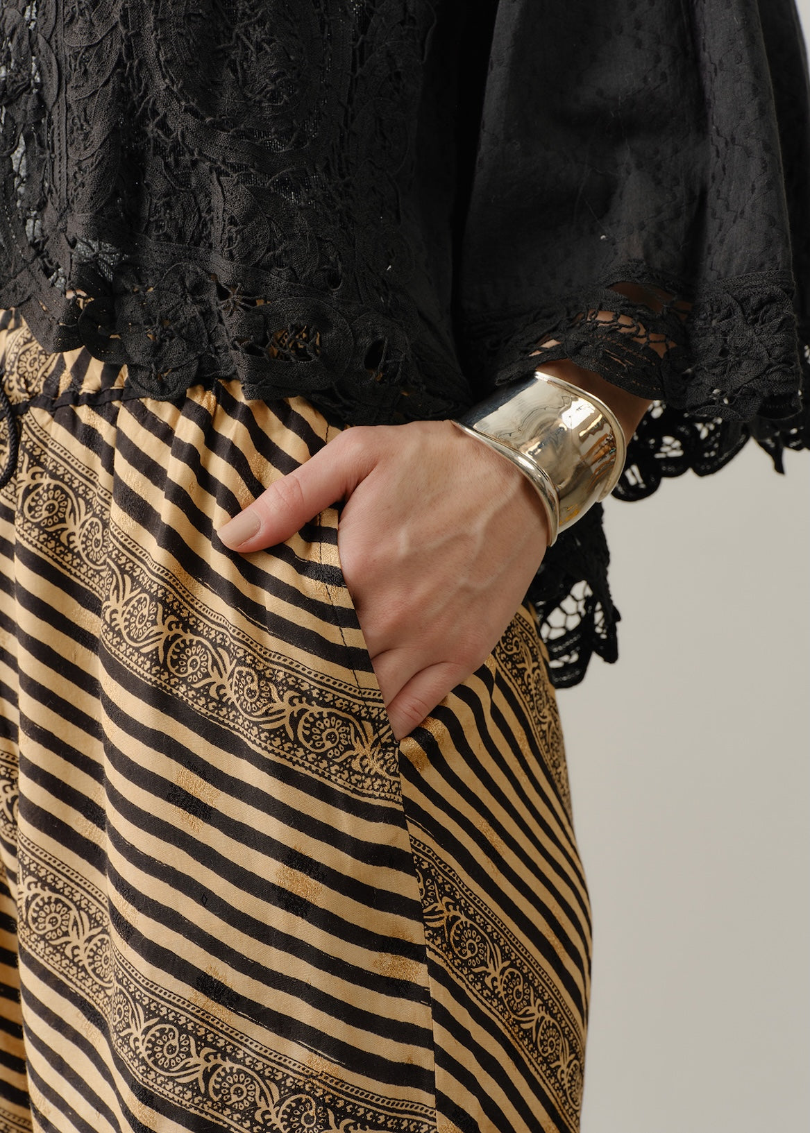 Rayon Jqd Stripe Print Eazy Pants