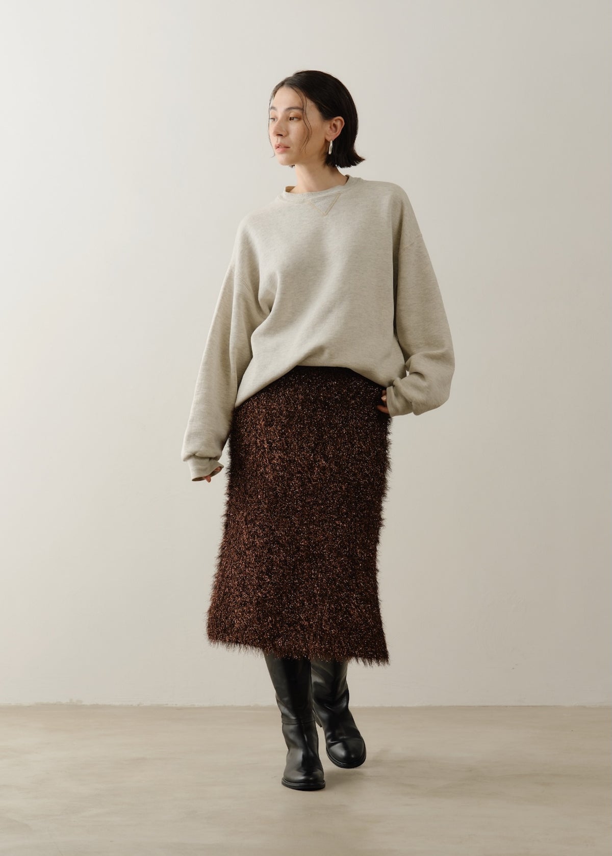 Shiny Fluffy Knit Skirt