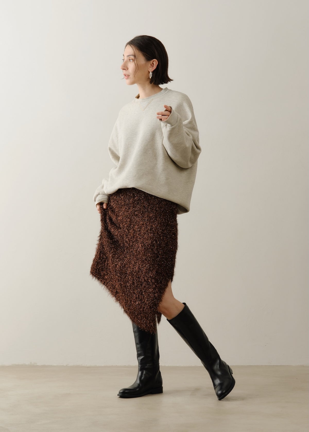 Shiny Fluffy Knit Skirt
