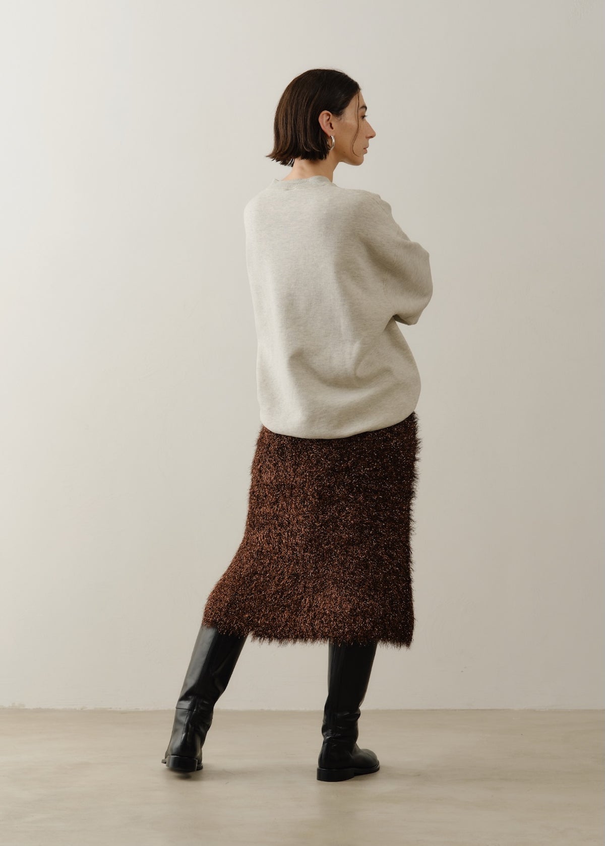 Shiny Fluffy Knit Skirt