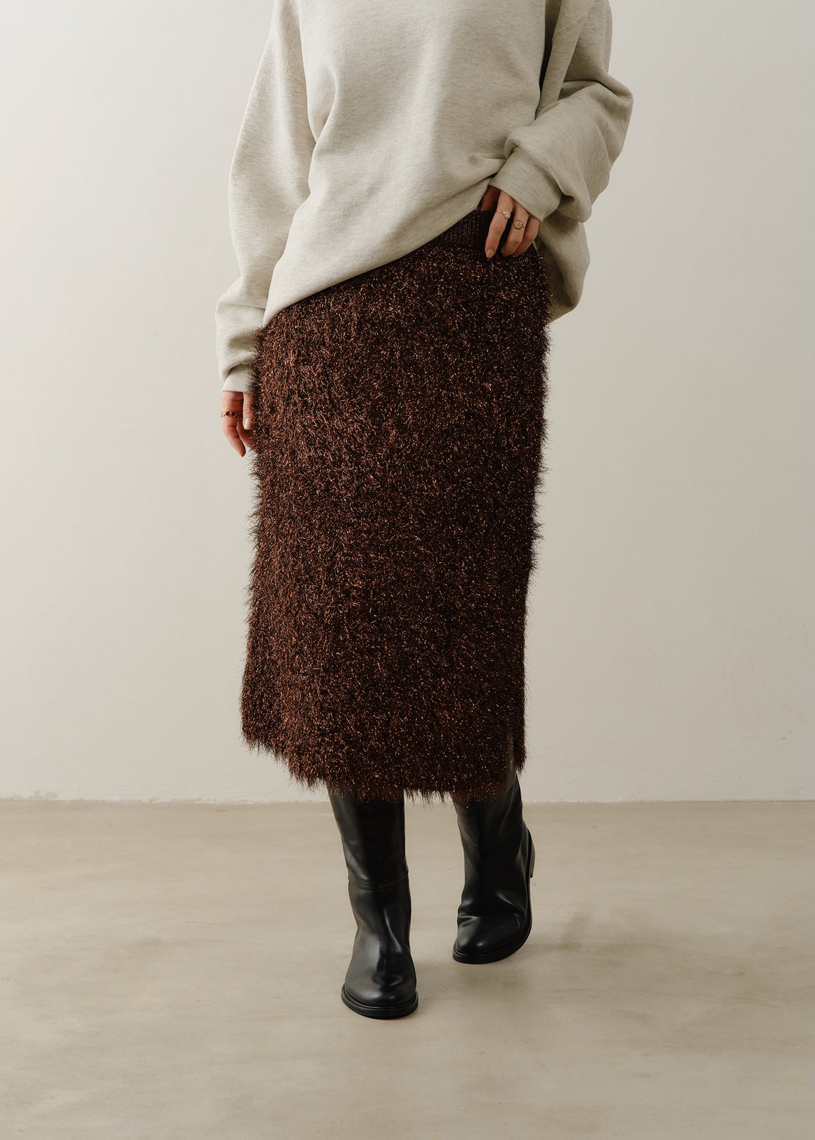Shiny Fluffy Knit Skirt