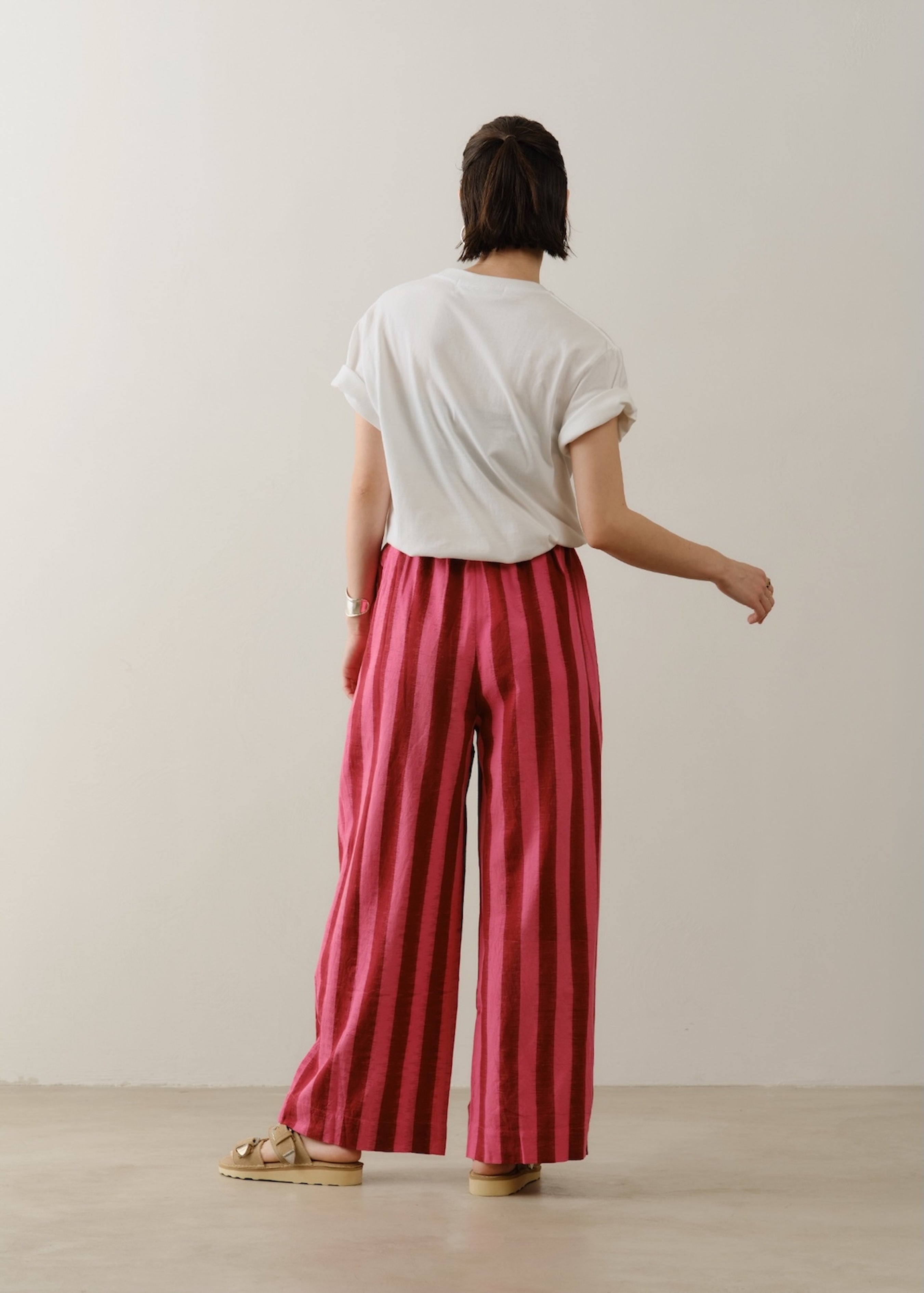 NE QUITTEZ PAS ヌキテパ 絹シルク100% インド製　ストライプ Ikat Stripe Pants | Pasand by ne Quittez pas | パサンドバイヌキテパ