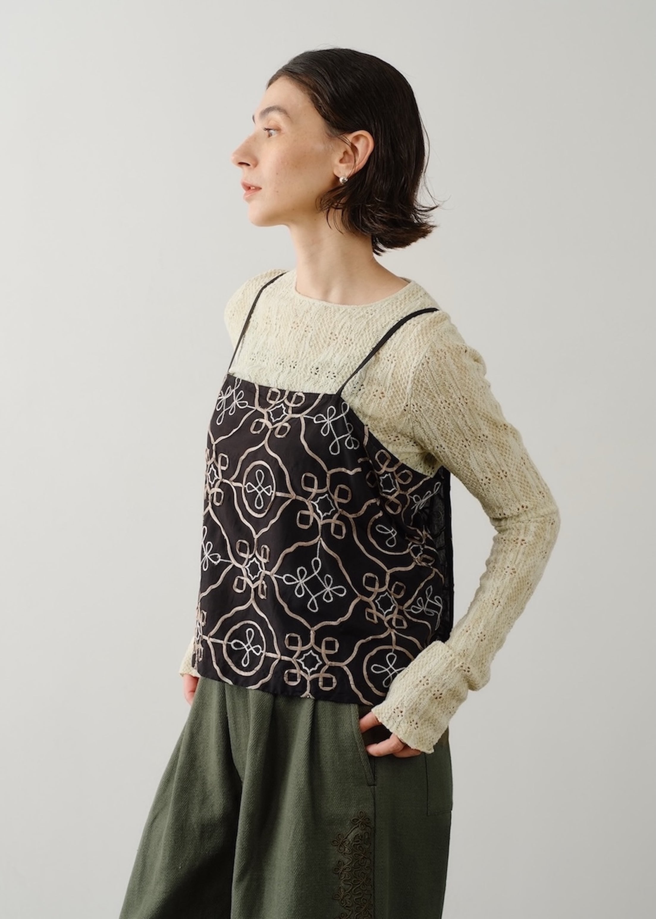 Satin Ribbon Embroidery Camisole Top | Pasand by ne Quittez pas