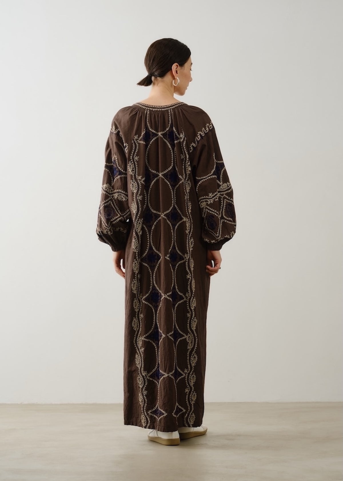 Cotton Linen Diamond Aari Embroidery Dress