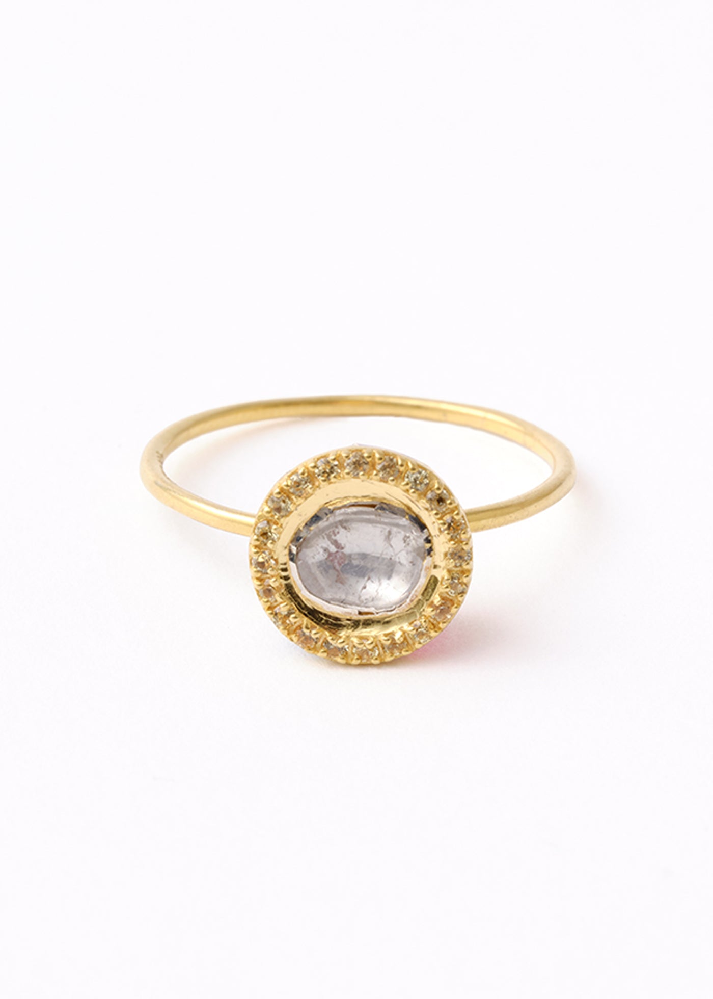 Polki Multi Color Enamel Pave Ring