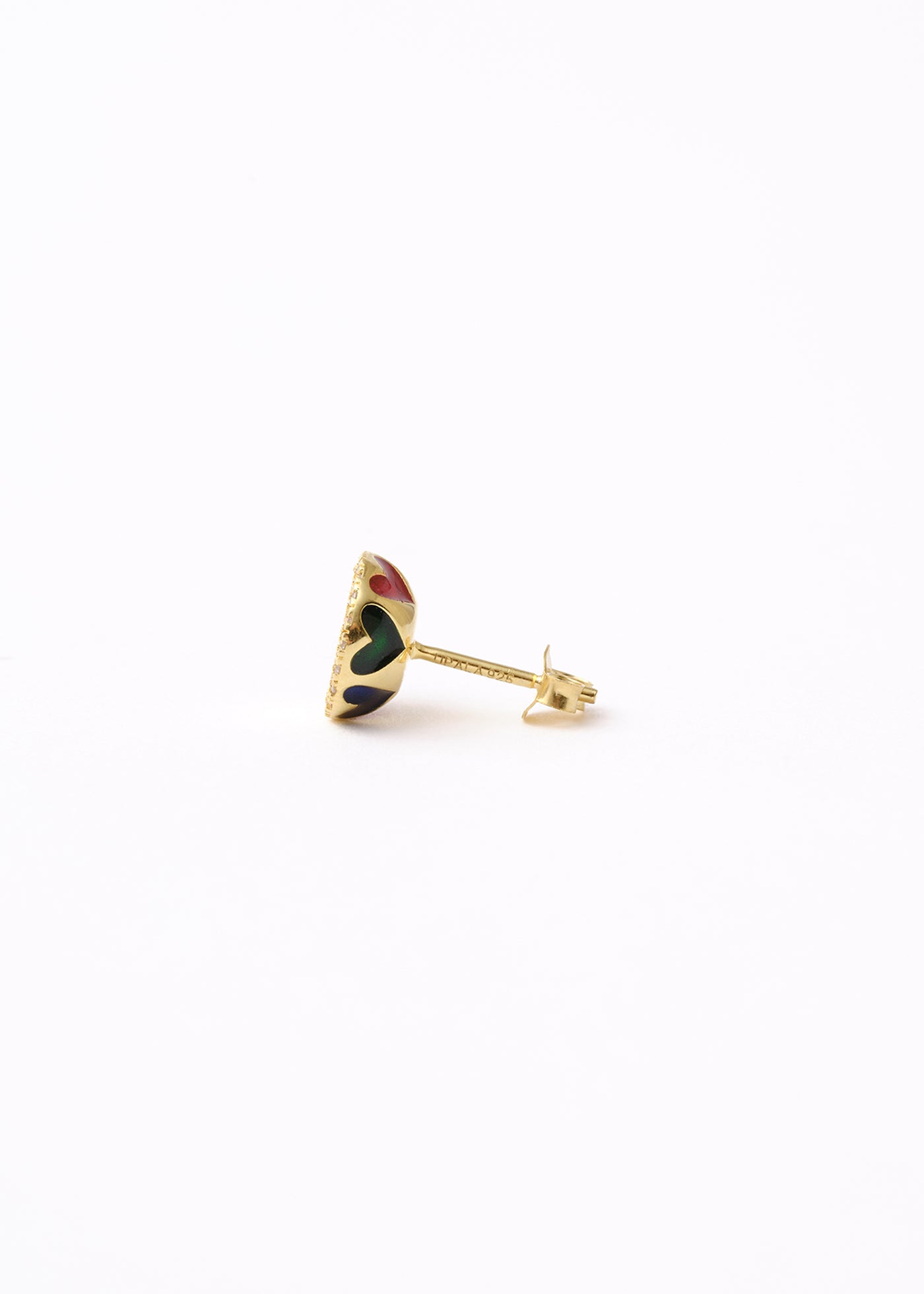 Polki Vivid Heart Enamel Pave Stud