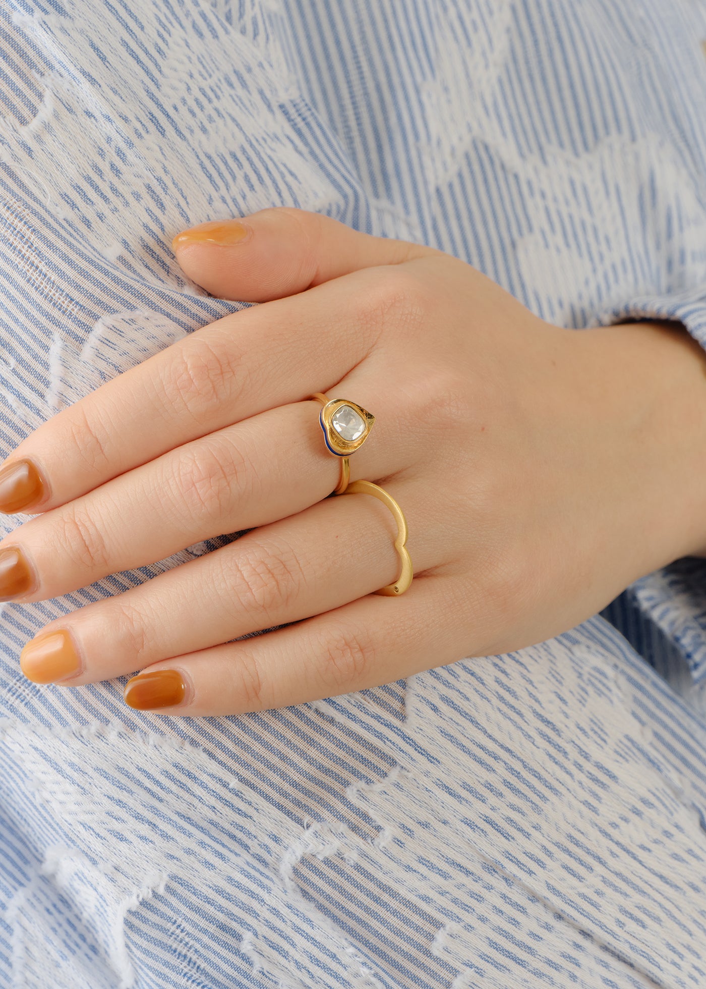 Moissanite Heart Polki Ring