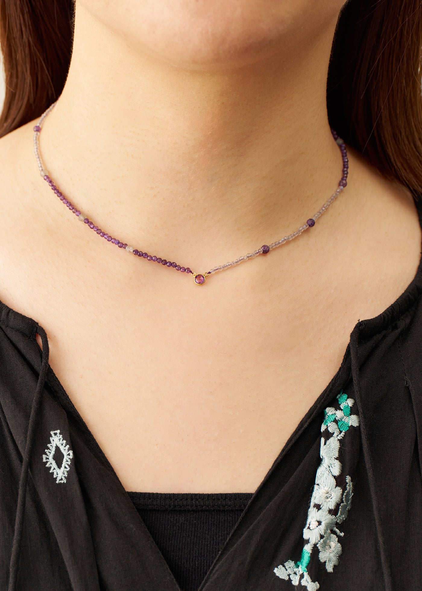 Chandra Beads Necklace Amethyst