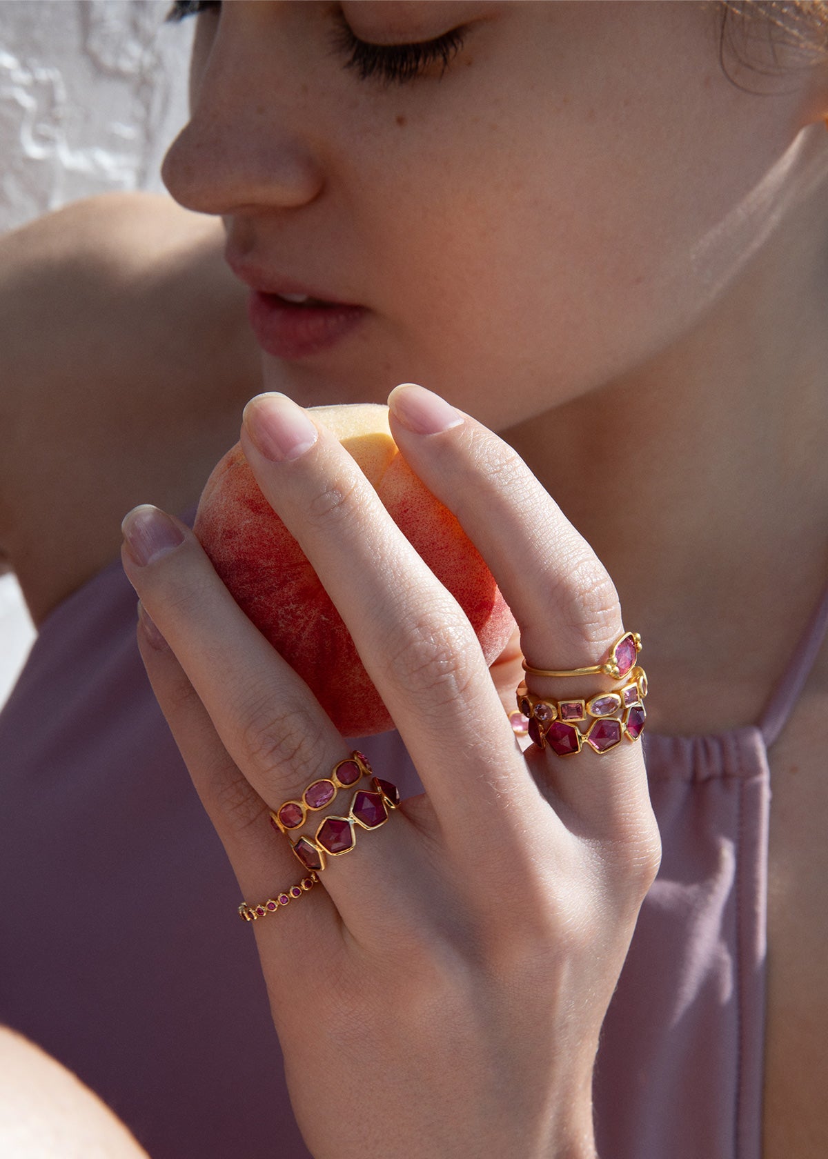 Pink Tourmaline Slice Stone Eternity